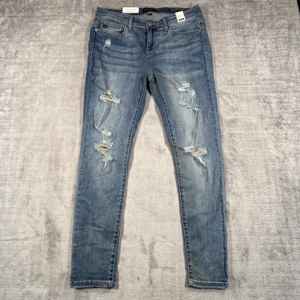 Judy Blue Jeans Womens 13/31 Blue Skinny Fit Distressed Mid Rise Denim Pants